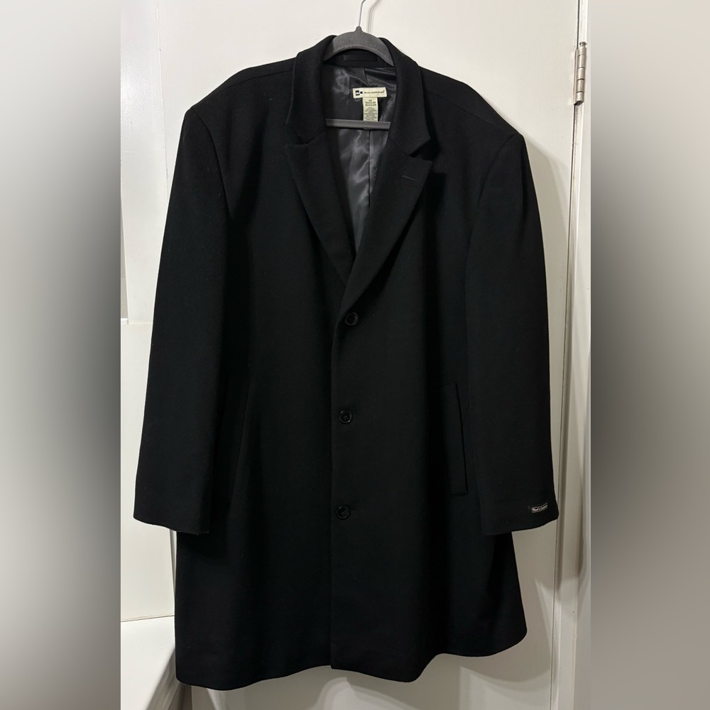 Men's Black Wool Cashmere Classic Trench Coat